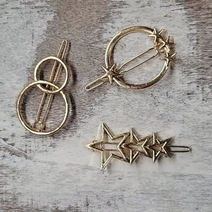 Gold Hair Clip - 3 piece